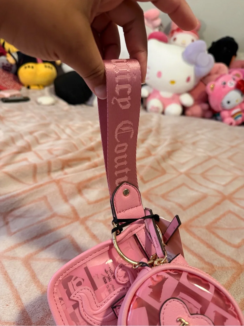 Pink Women's Keychain Pouch Set with Coin Case and Card Holder